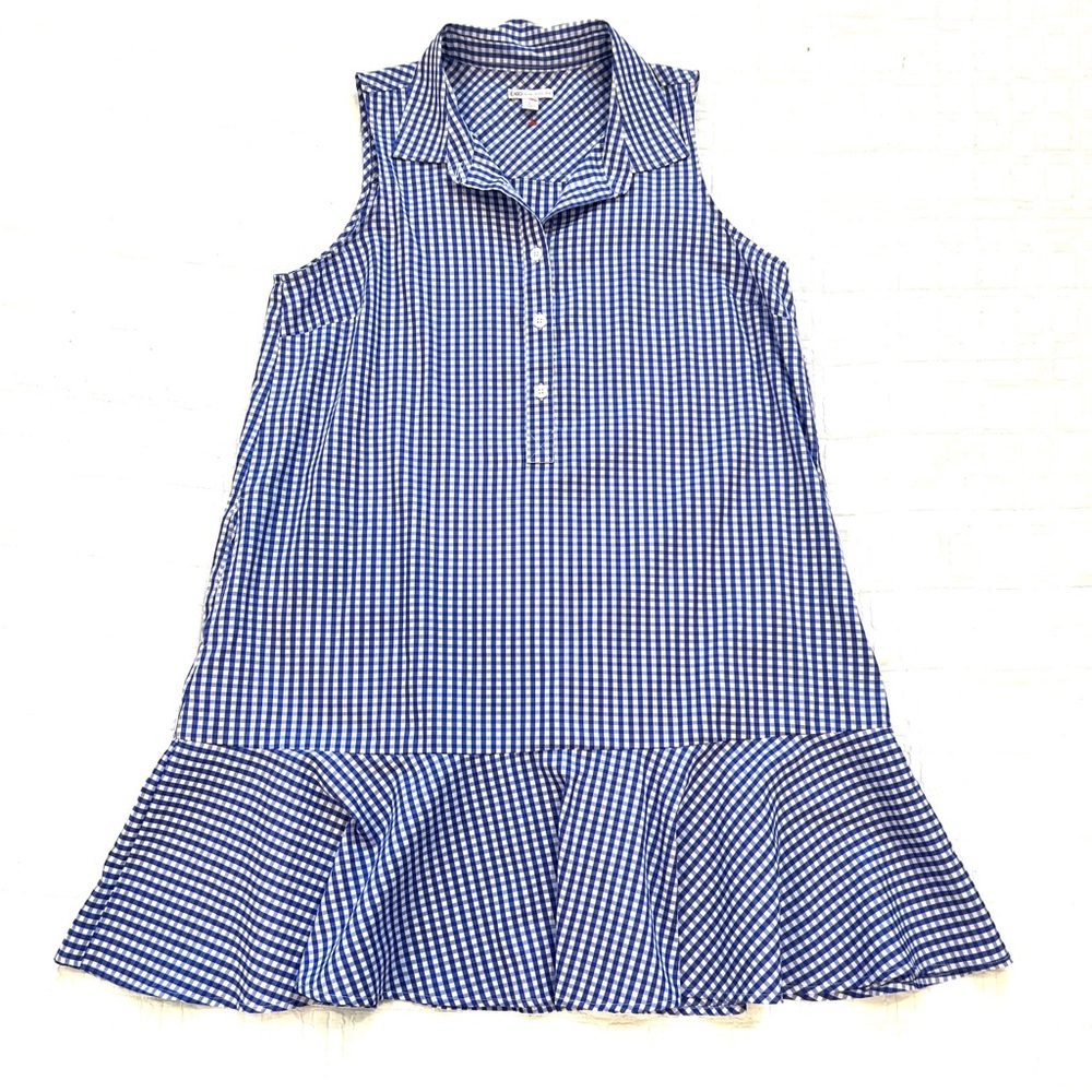 CATO Blue Gingham Sleeveless Shirt Dress Like New